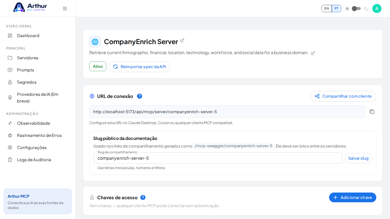 Crie o servidor CompanyEnrich com as ferramentas pré-configuradas