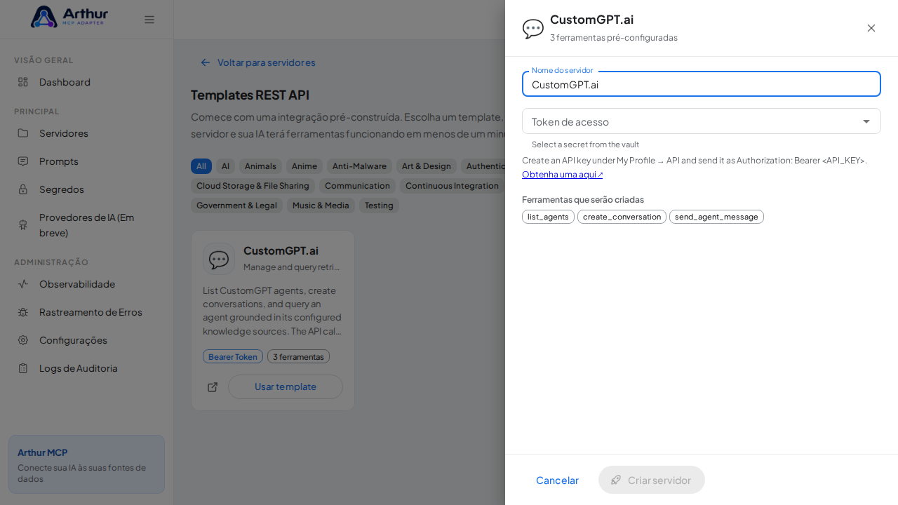 Abra o template CustomGPT.ai com suas ferramentas pré-configuradas