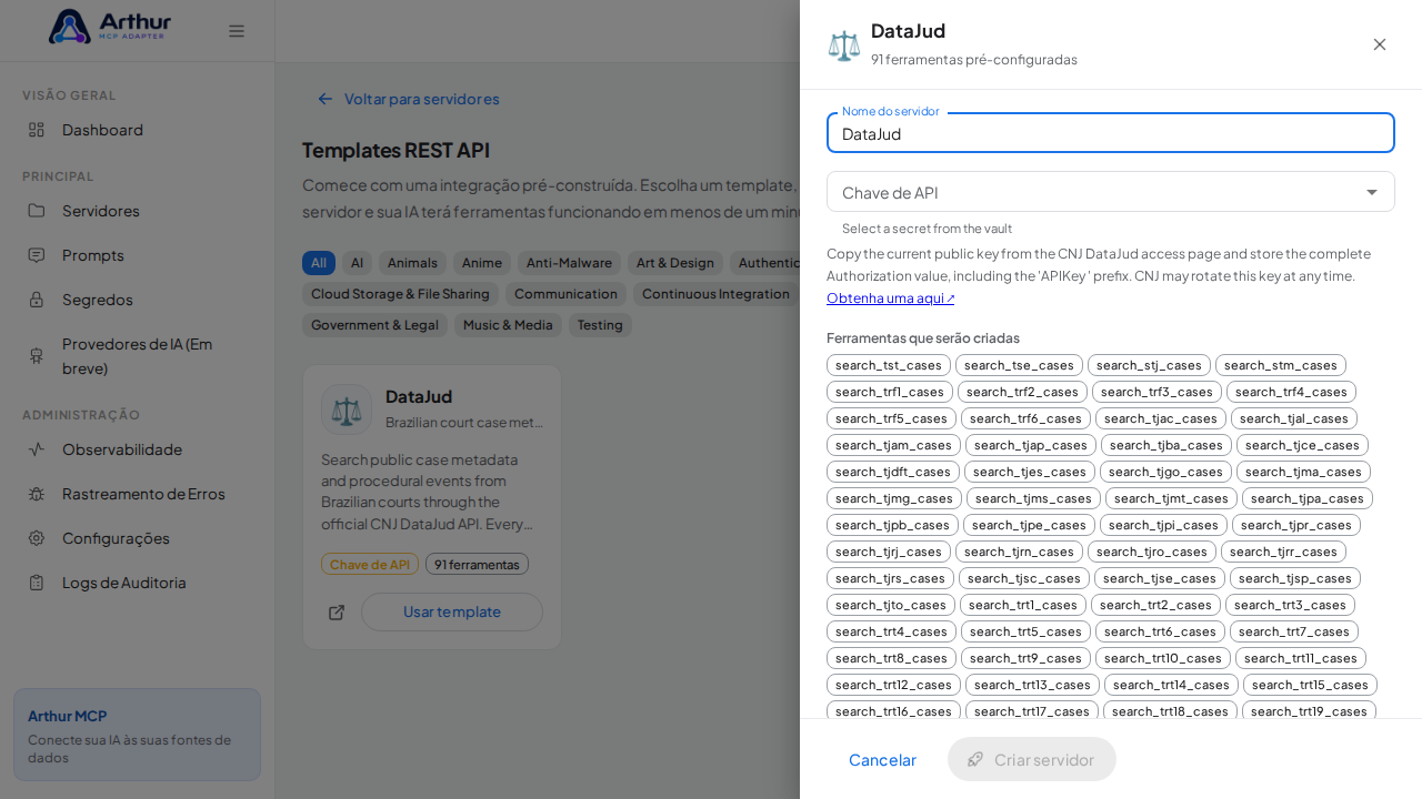 Abra o template DataJud com suas ferramentas pré-configuradas