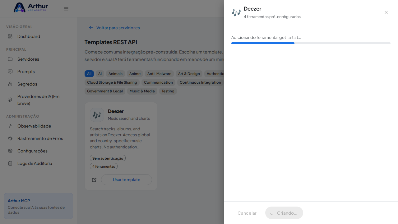 Crie o servidor Deezer com as ferramentas pré-configuradas
