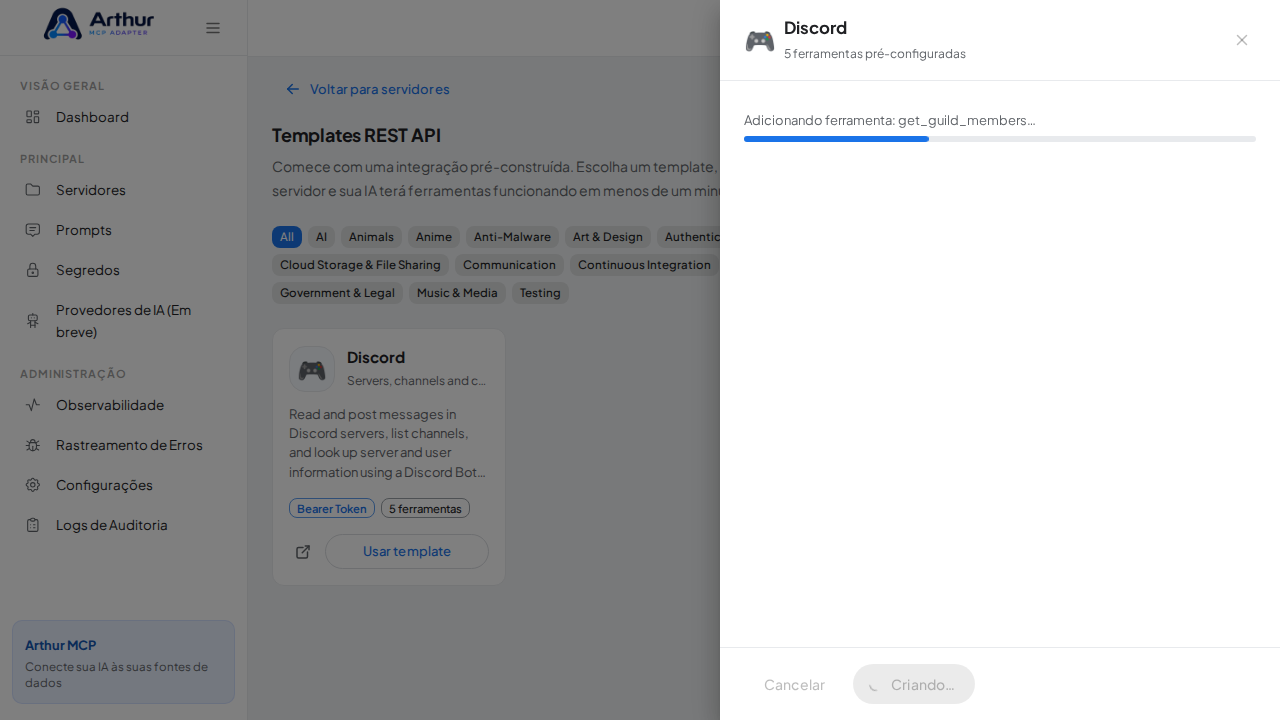 Crie o servidor Discord com as ferramentas pré-configuradas