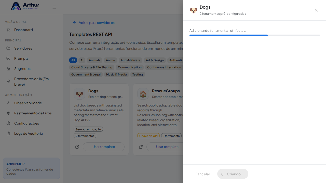 Crie o servidor Dogs com as ferramentas pré-configuradas