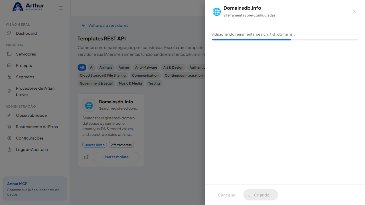 Crie o servidor Domainsdb.info com as ferramentas pré-configuradas