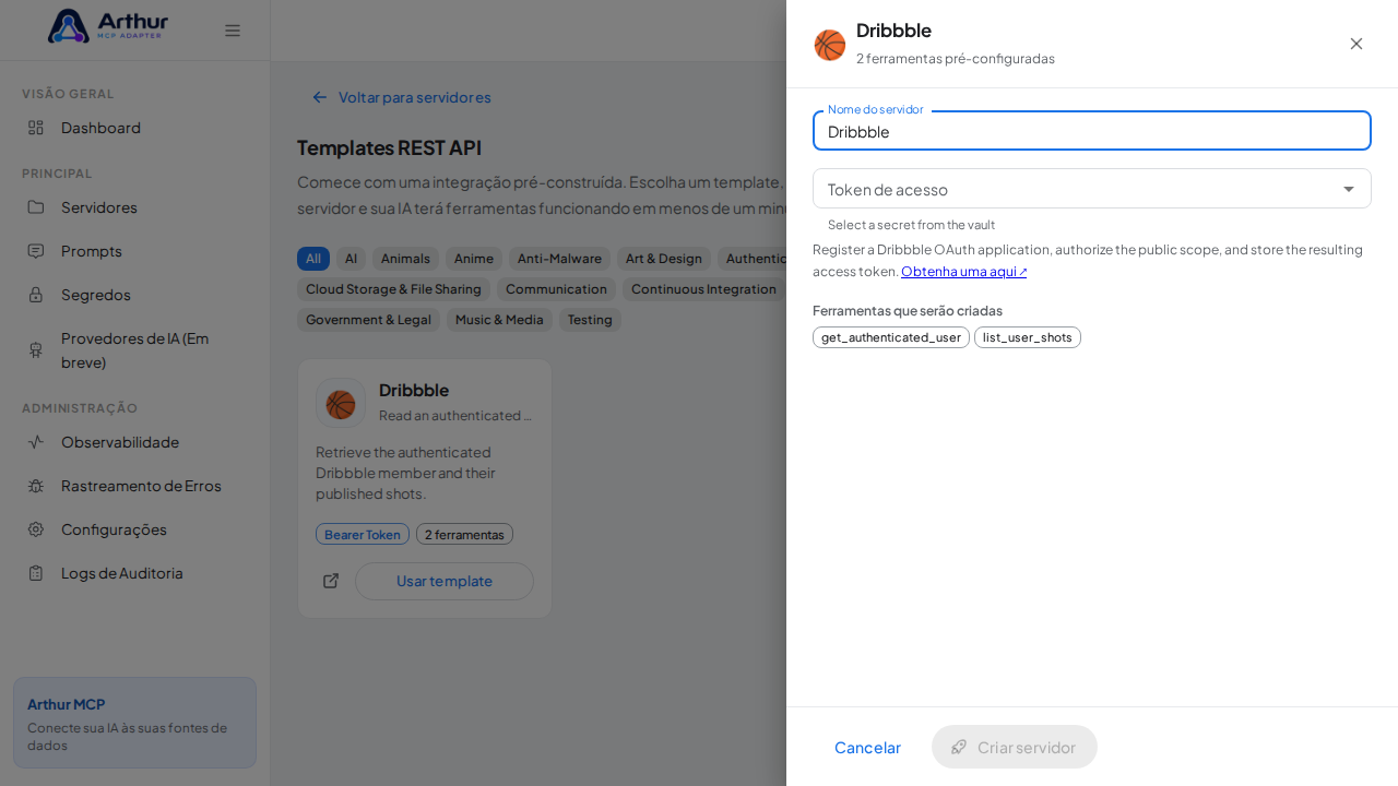 Abra o template Dribbble com suas ferramentas pré-configuradas