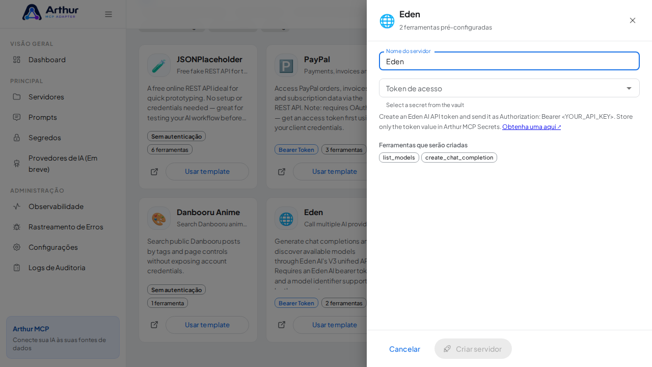 Abra o template Eden com suas ferramentas pré-configuradas