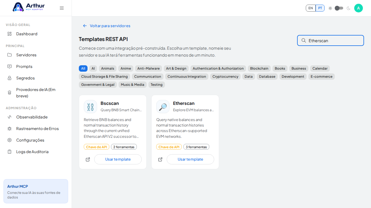 Busque a integração Etherscan na galeria