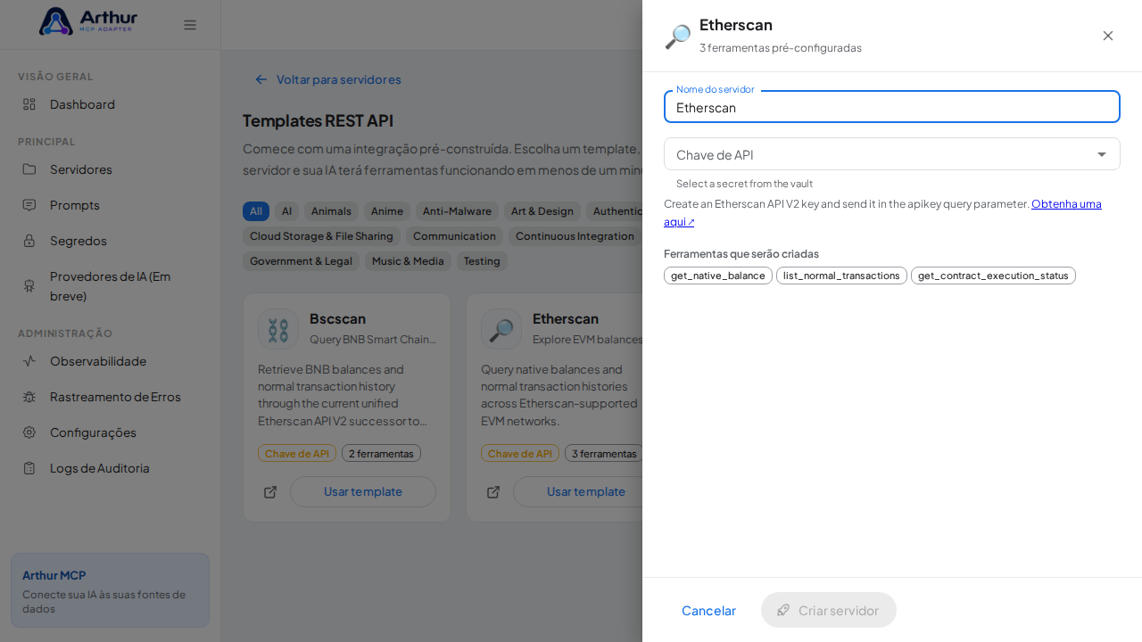Abra o template Etherscan com suas ferramentas pré-configuradas