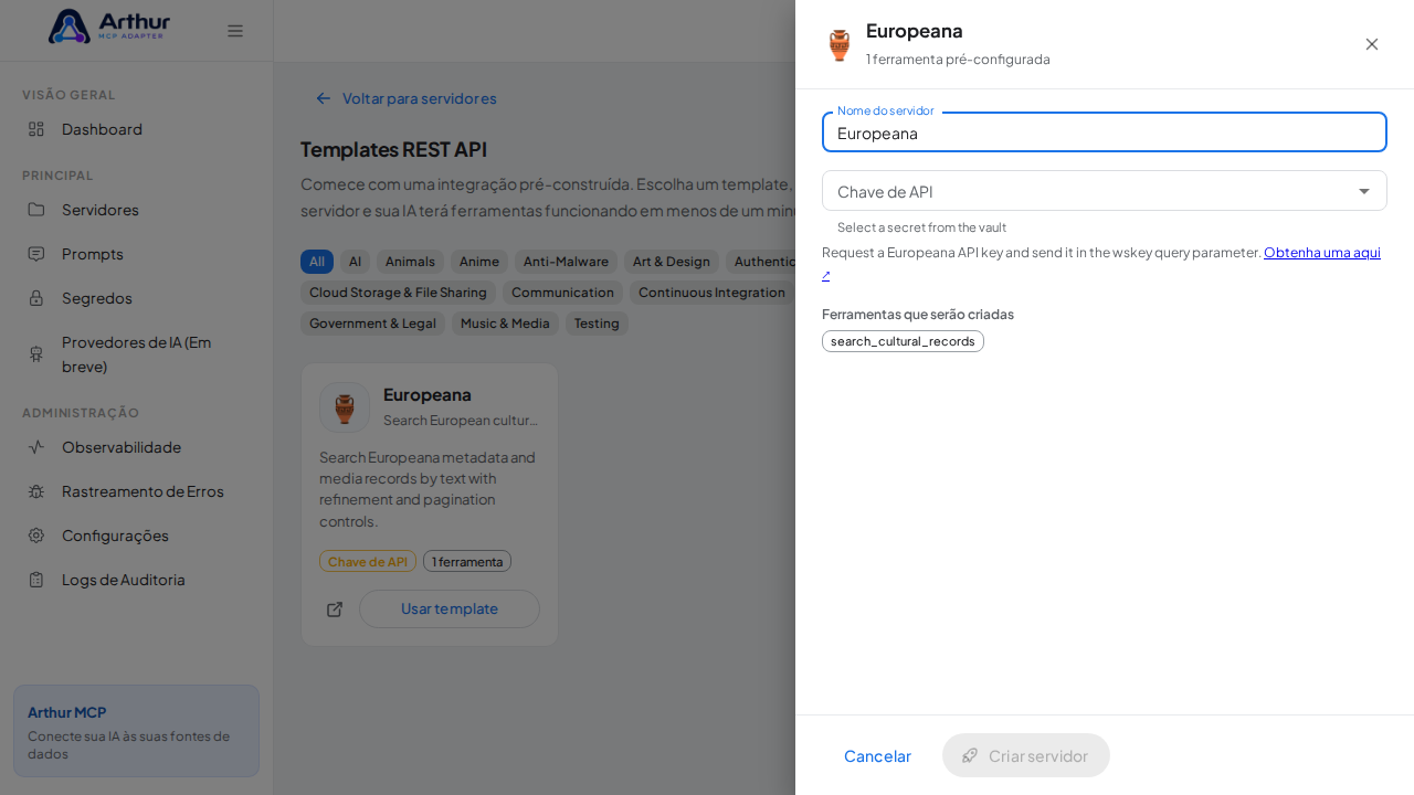 Abra o template Europeana com suas ferramentas pré-configuradas