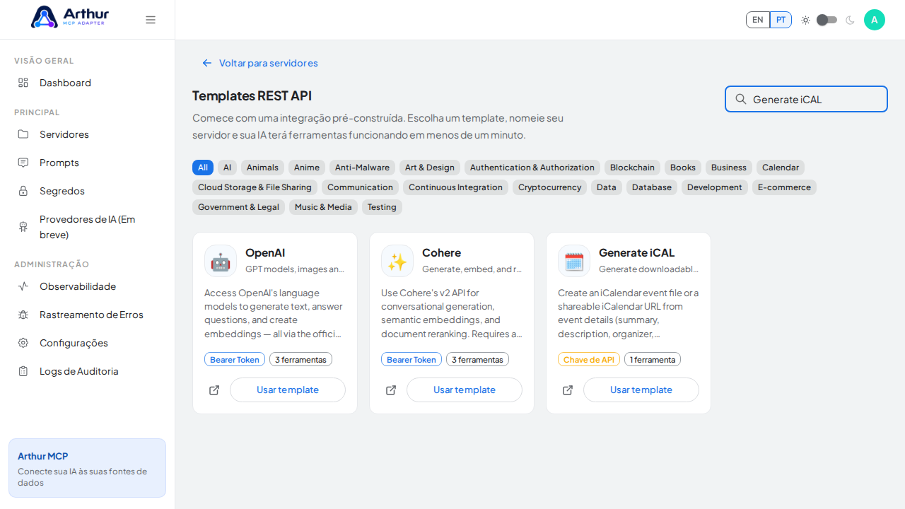 Busque a integração Generate iCAL na galeria