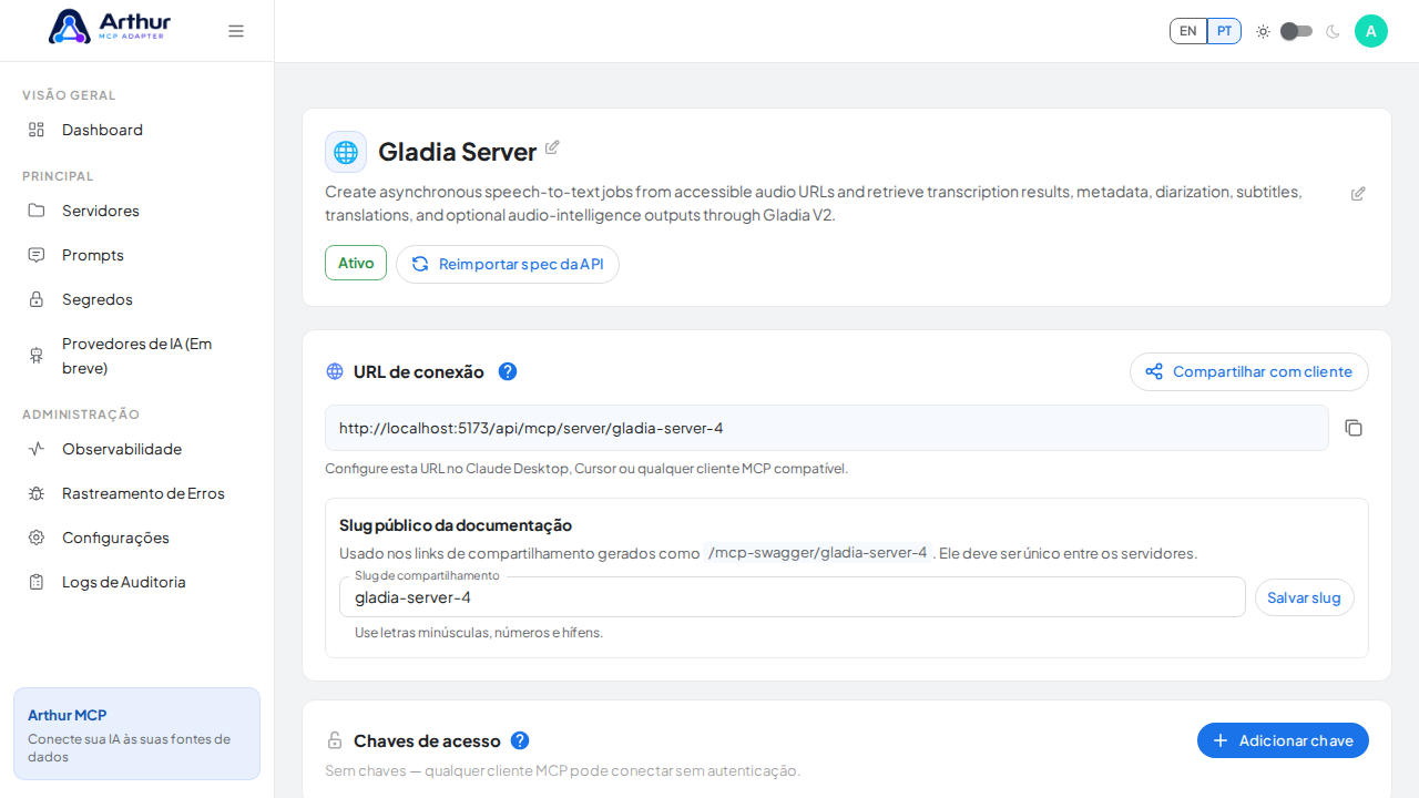 Crie o servidor Gladia com as ferramentas pré-configuradas