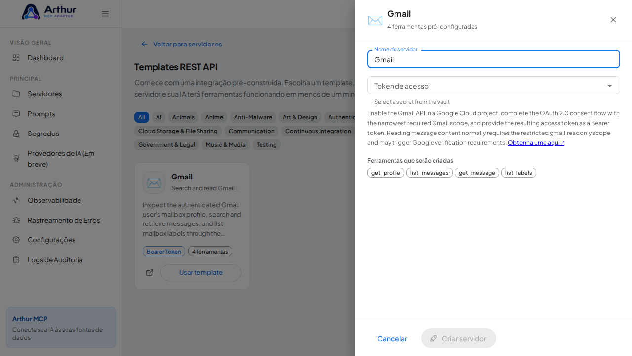 Abra o template Gmail com suas ferramentas pré-configuradas