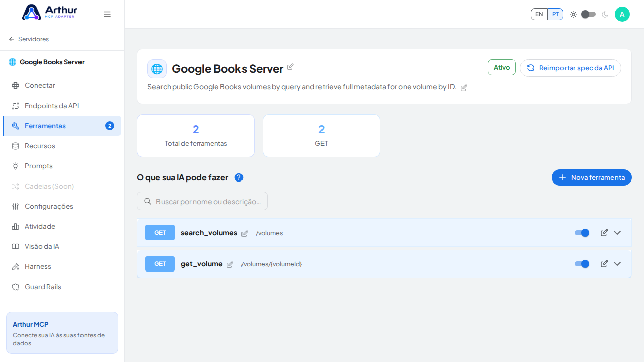 Revise as ferramentas geradas a partir do template Google Books