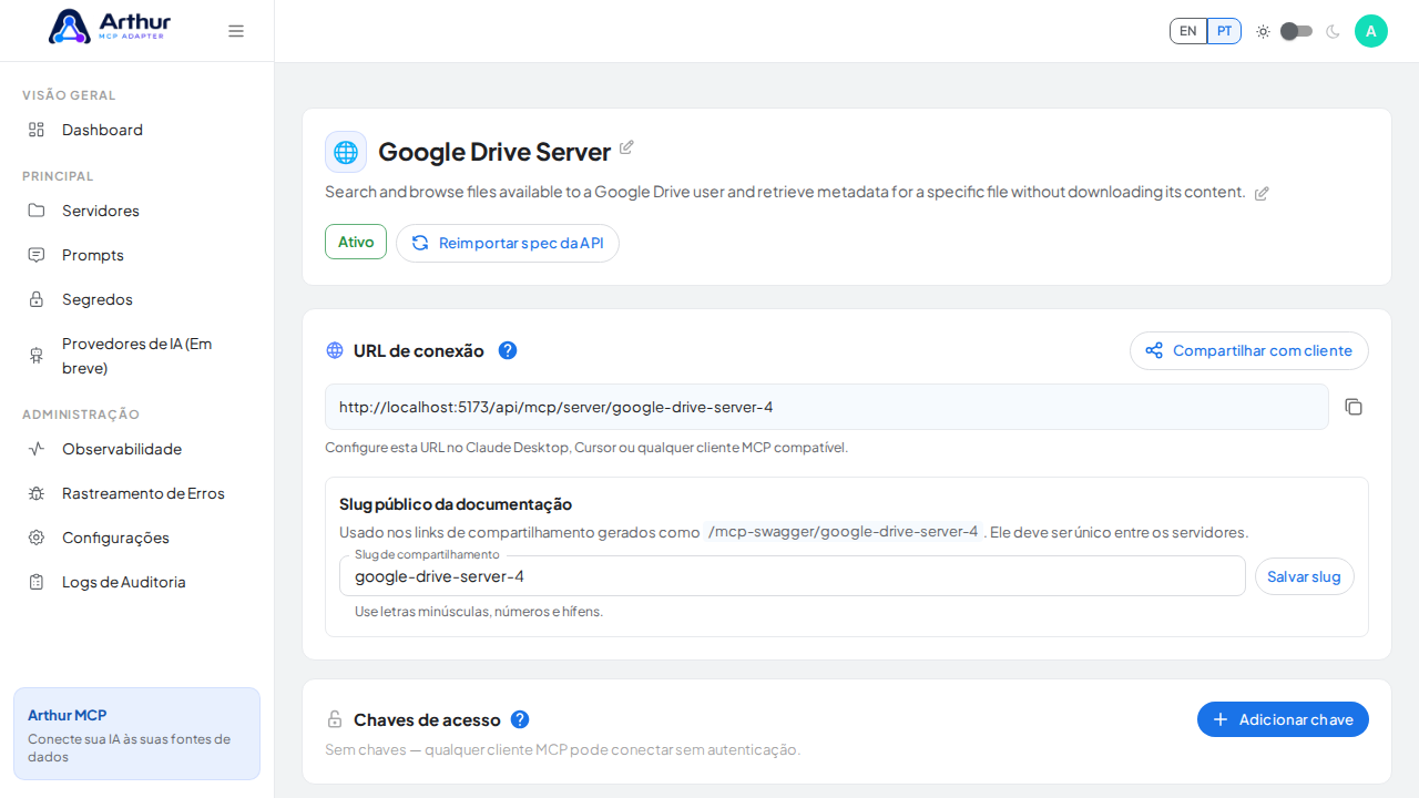 Crie o servidor Google Drive com as ferramentas pré-configuradas