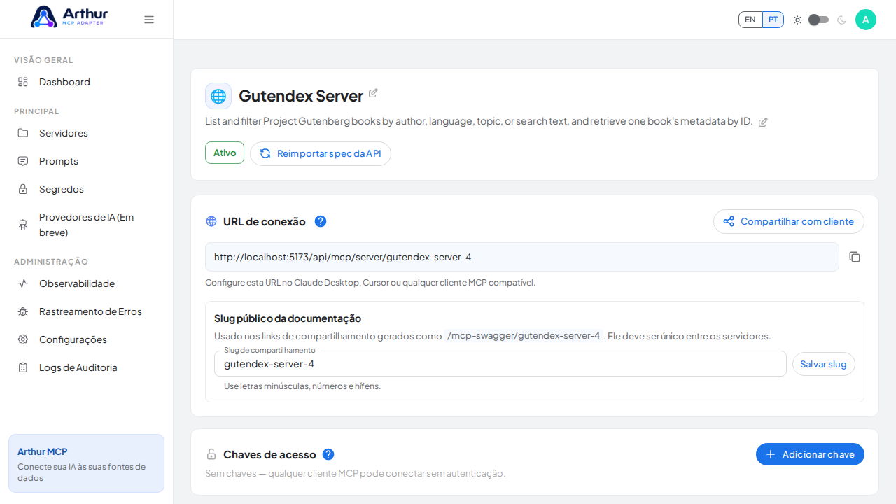 Crie o servidor Gutendex com as ferramentas pré-configuradas