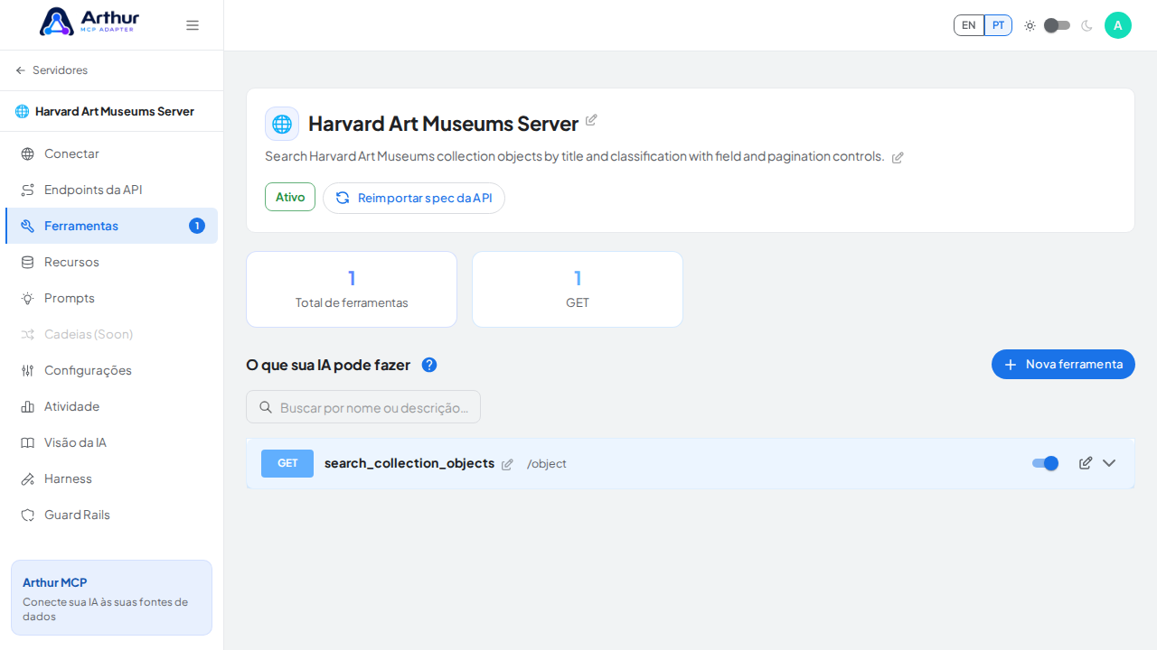 Revise as ferramentas geradas a partir do template Harvard Art Museums