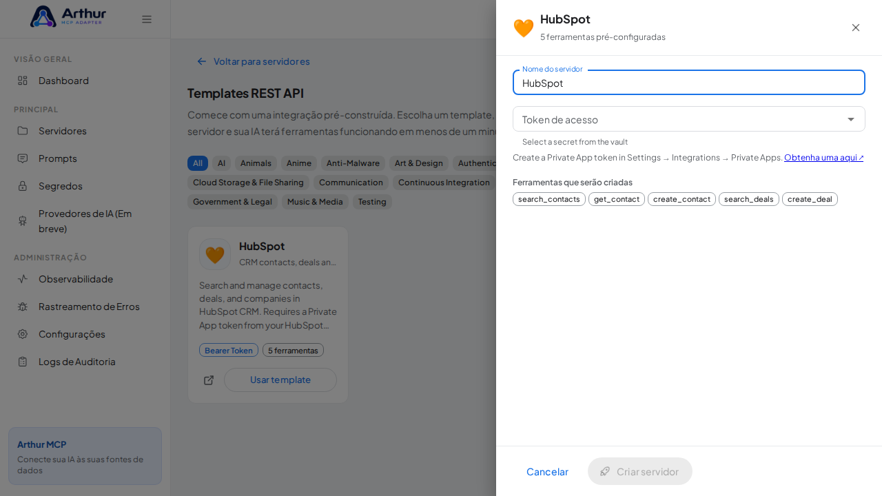 Abra o template HubSpot com suas ferramentas pré-configuradas