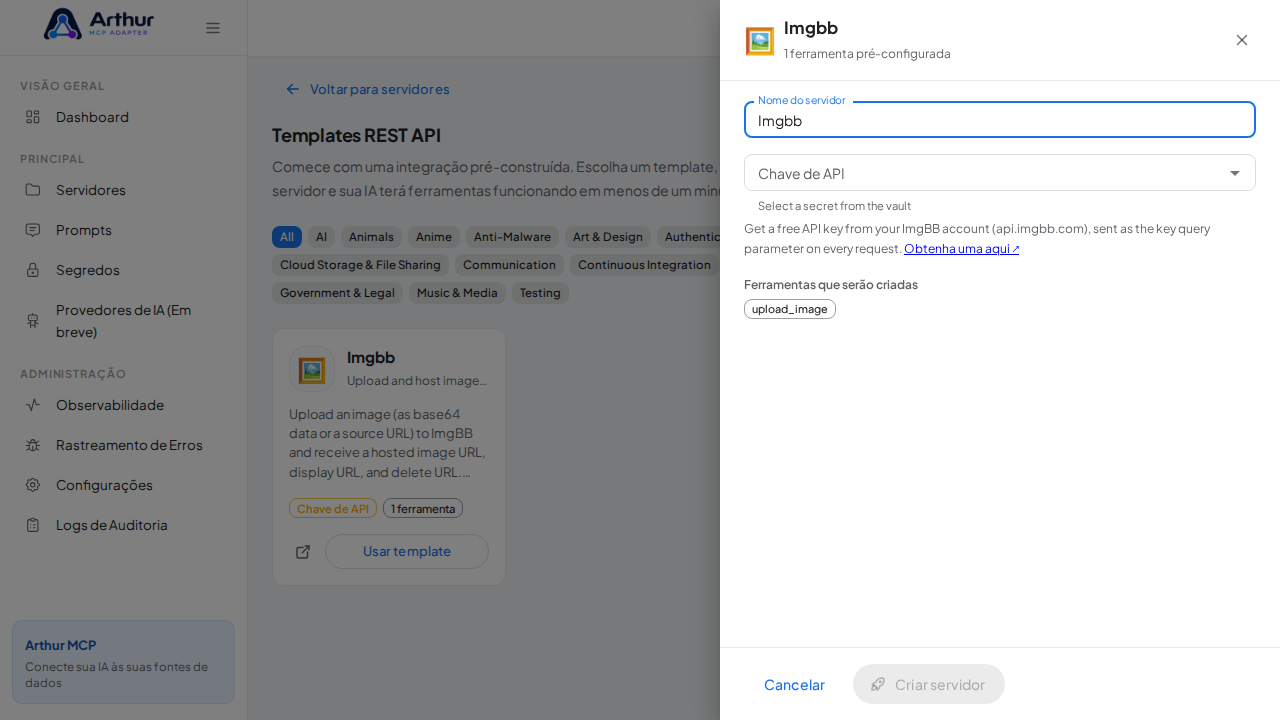 Abra o template Imgbb com suas ferramentas pré-configuradas