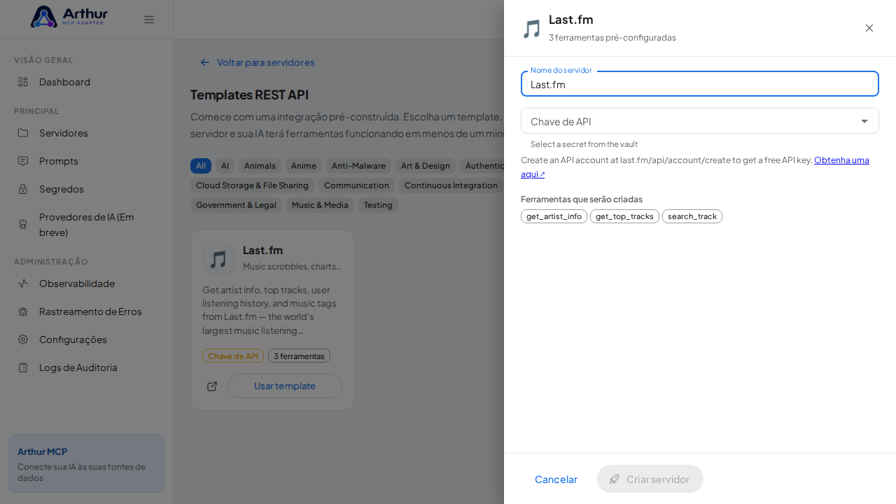 Abra o template Last.fm com suas ferramentas pré-configuradas