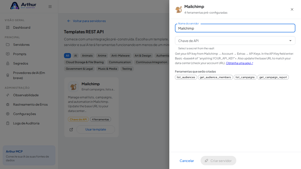 Abra o template Mailchimp com suas ferramentas pré-configuradas