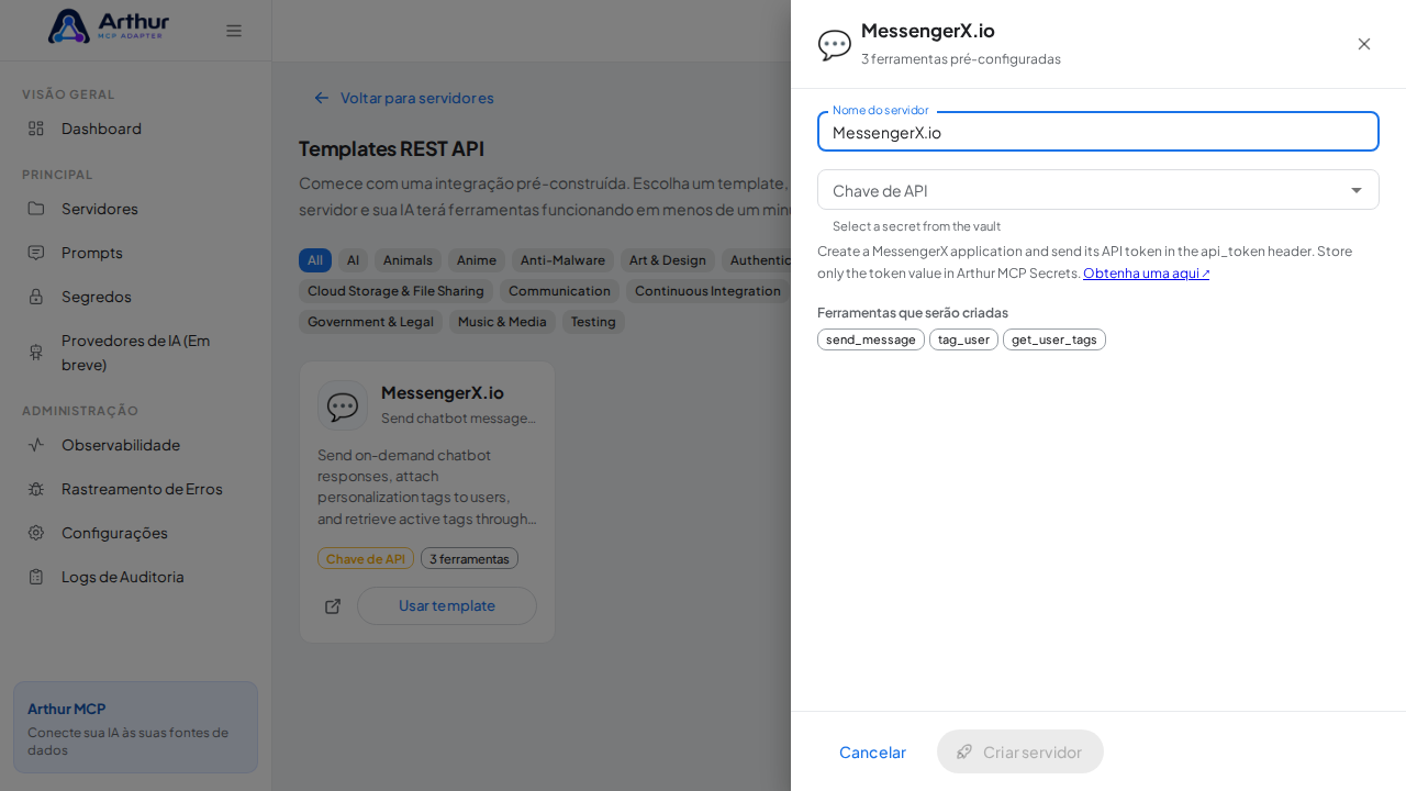 Abra o template MessengerX.io com suas ferramentas pré-configuradas