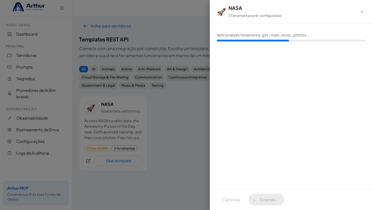 Crie o servidor NASA com as ferramentas pré-configuradas