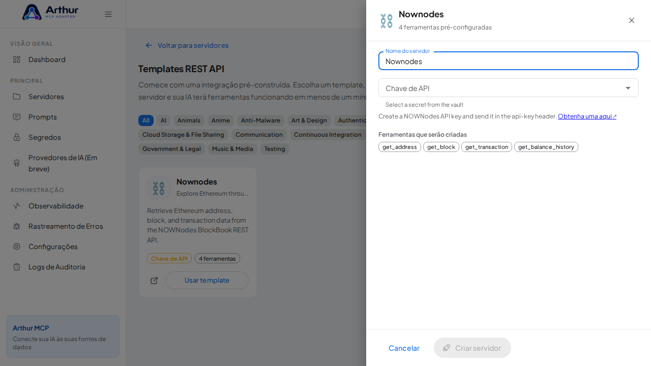 Abra o template Nownodes com suas ferramentas pré-configuradas