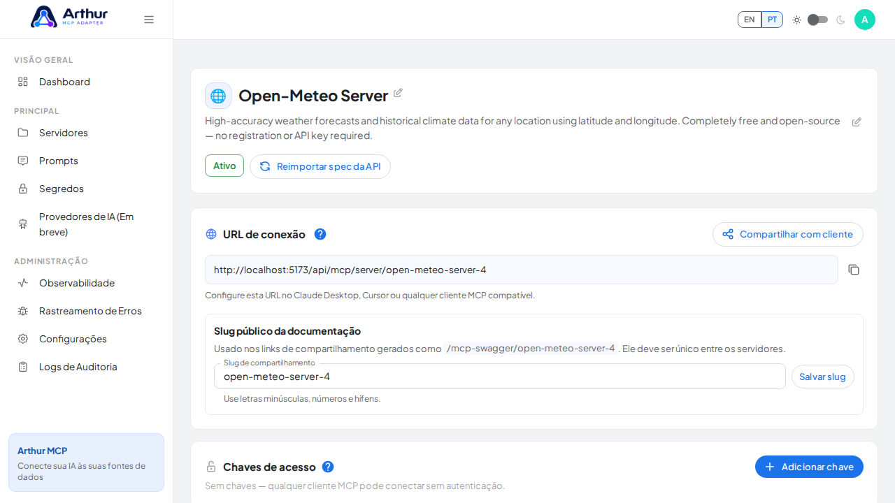 Crie o servidor Open-Meteo com as ferramentas pré-configuradas