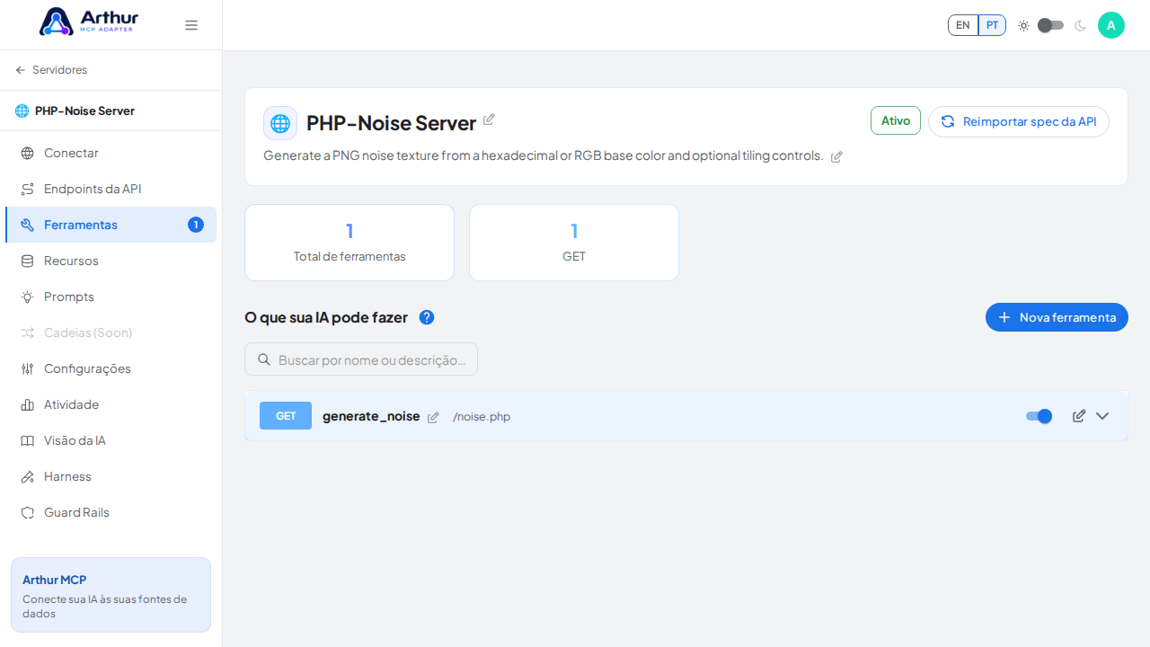 Revise as ferramentas geradas a partir do template PHP-Noise