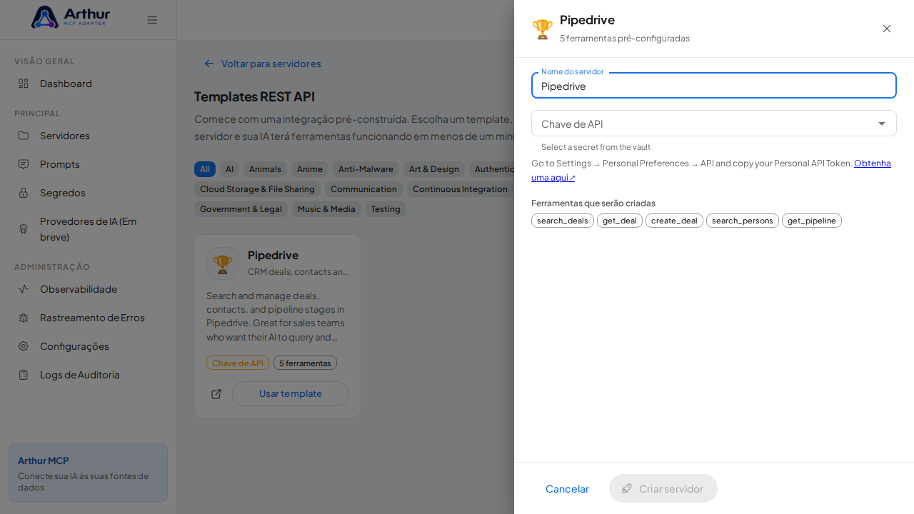 Abra o template Pipedrive com suas ferramentas pré-configuradas