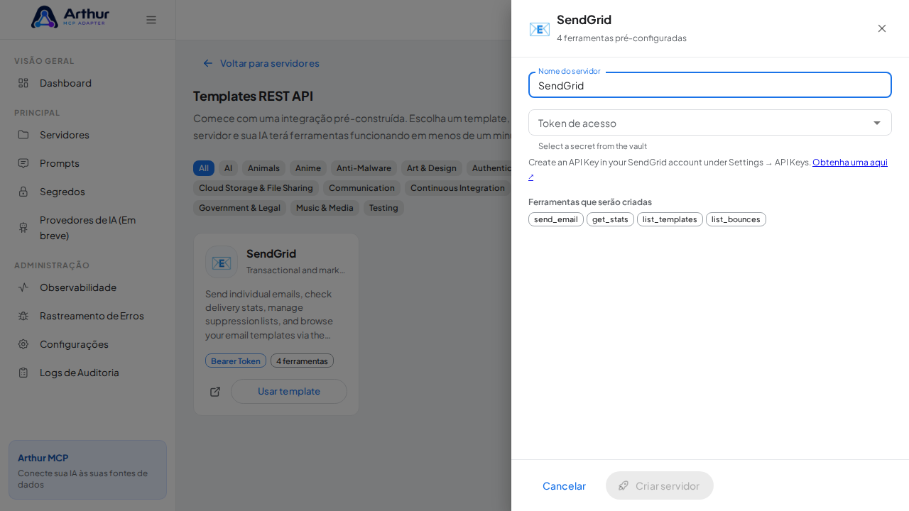 Abra o template SendGrid com suas ferramentas pré-configuradas