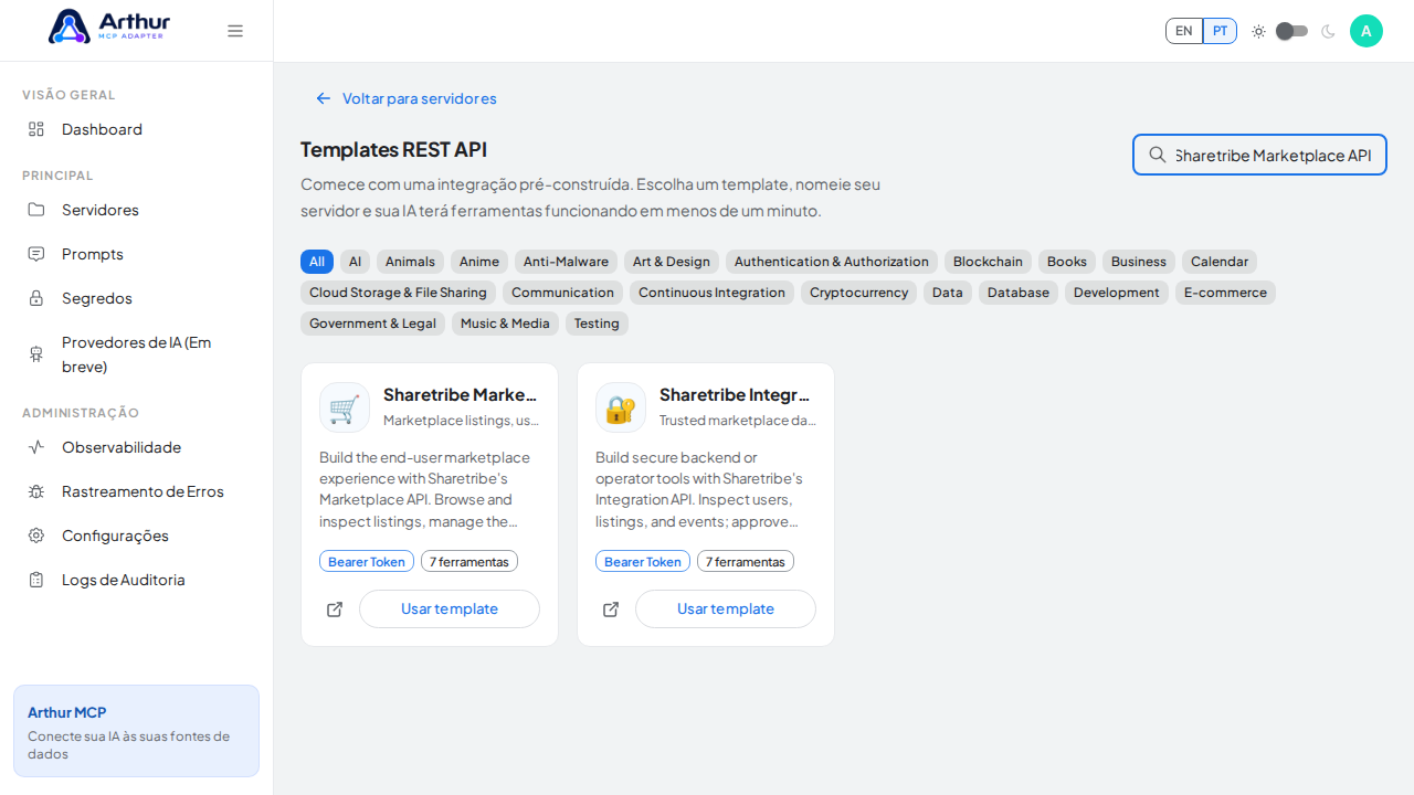 Busque a integração Sharetribe Marketplace API na galeria