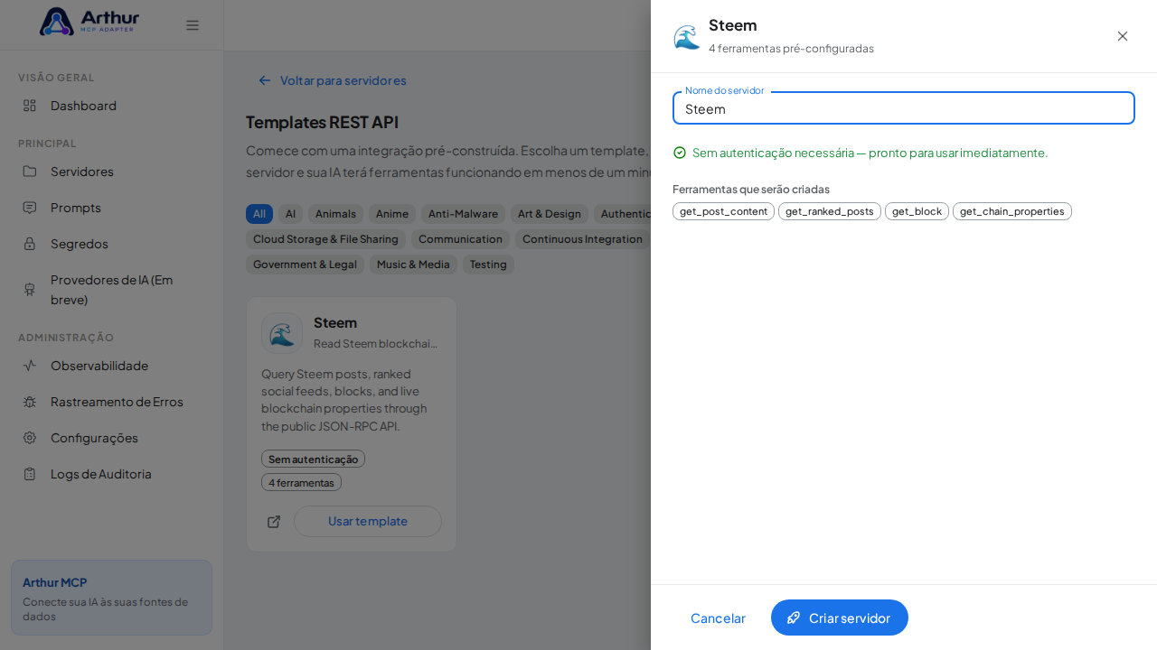 Abra o template Steem com suas ferramentas pré-configuradas