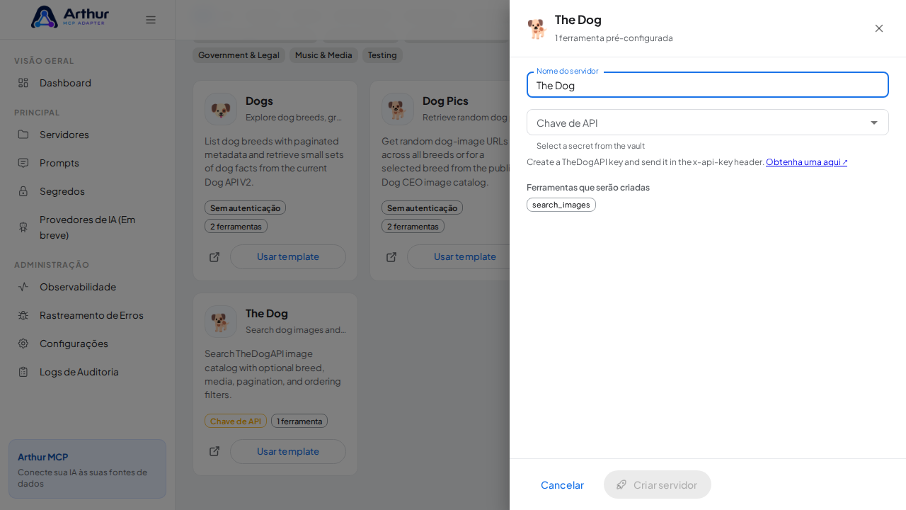 Abra o template The Dog com suas ferramentas pré-configuradas