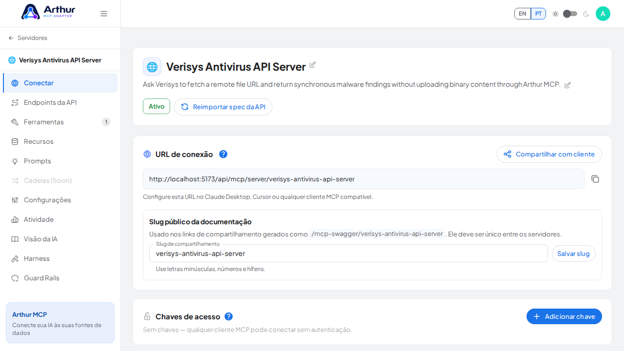 Crie o servidor Verisys Antivirus API com as ferramentas pré-configuradas