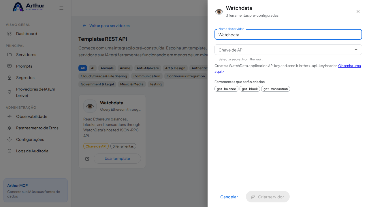 Abra o template Watchdata com suas ferramentas pré-configuradas