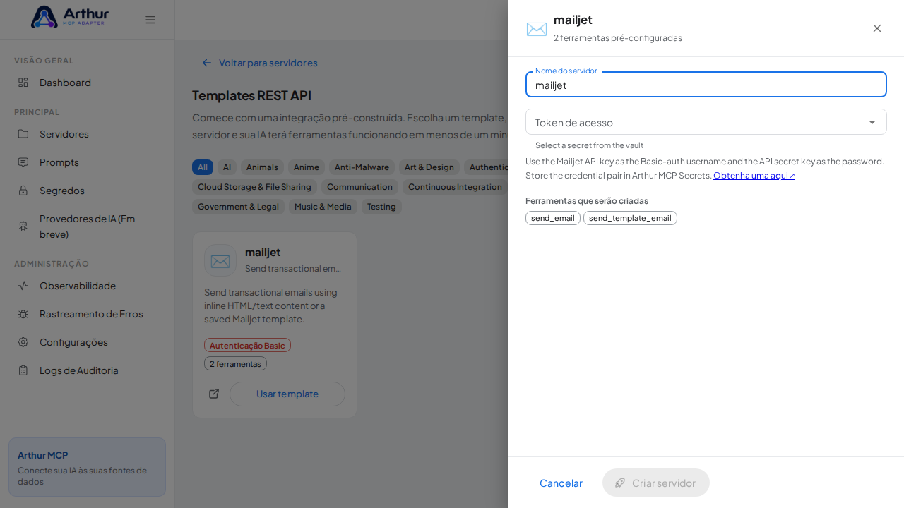 Abra o template mailjet com suas ferramentas pré-configuradas