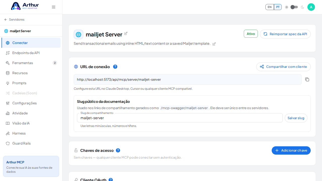 Crie o servidor mailjet com as ferramentas pré-configuradas