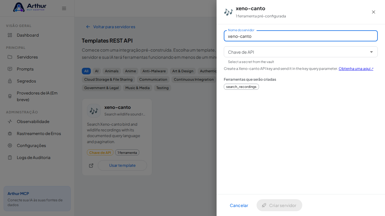 Abra o template xeno-canto com suas ferramentas pré-configuradas