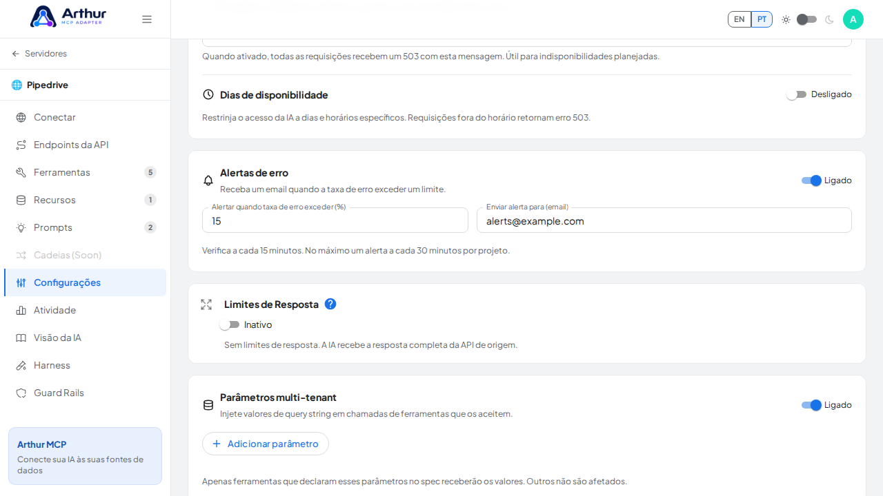 Habilite os parâmetros multi-tenant para exibir o editor