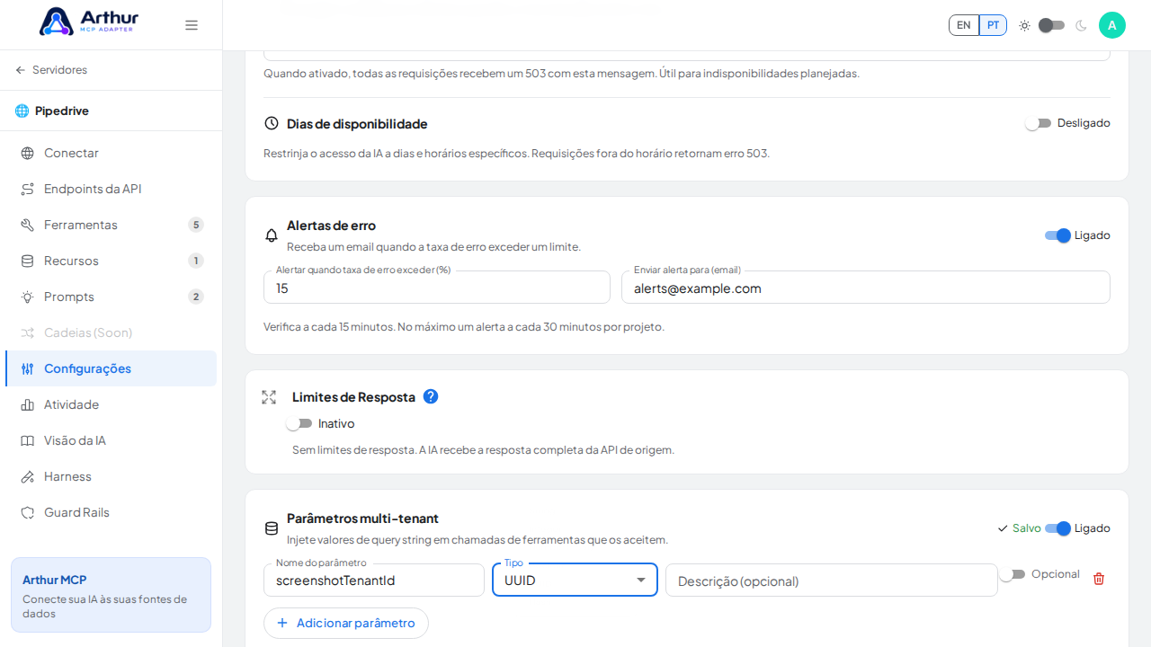 Selecione UUID como tipo para demonstrar a validação do parâmetro