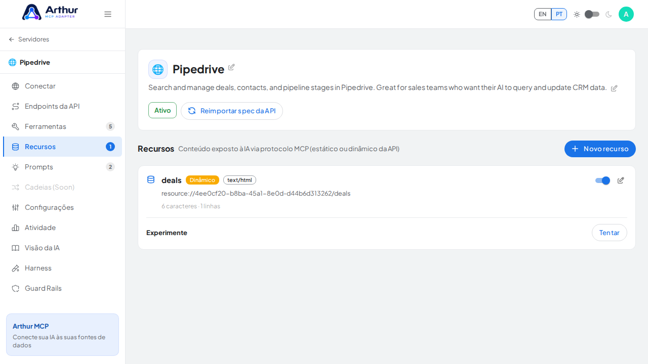 Abra a aba Recursos para mostrar a área do produto discutida nesta página da wiki