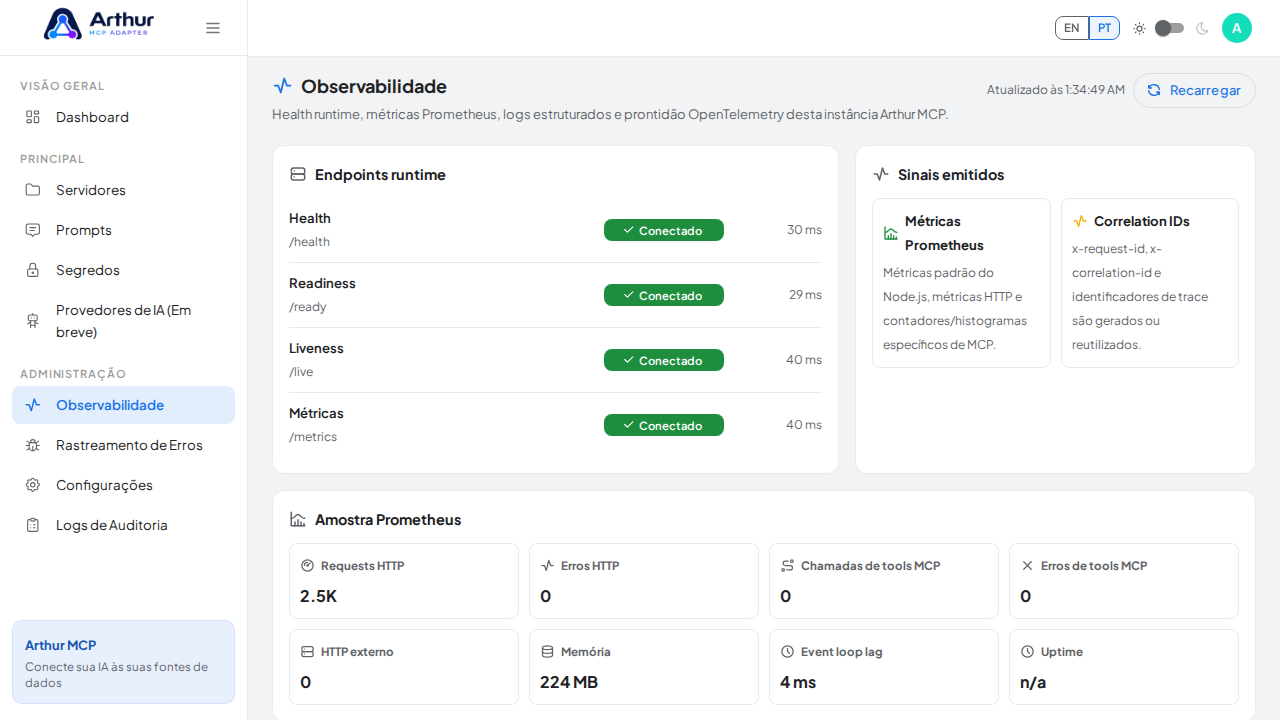 Traga a área Observabilidade para o viewport e produza um screenshot semântico e focado