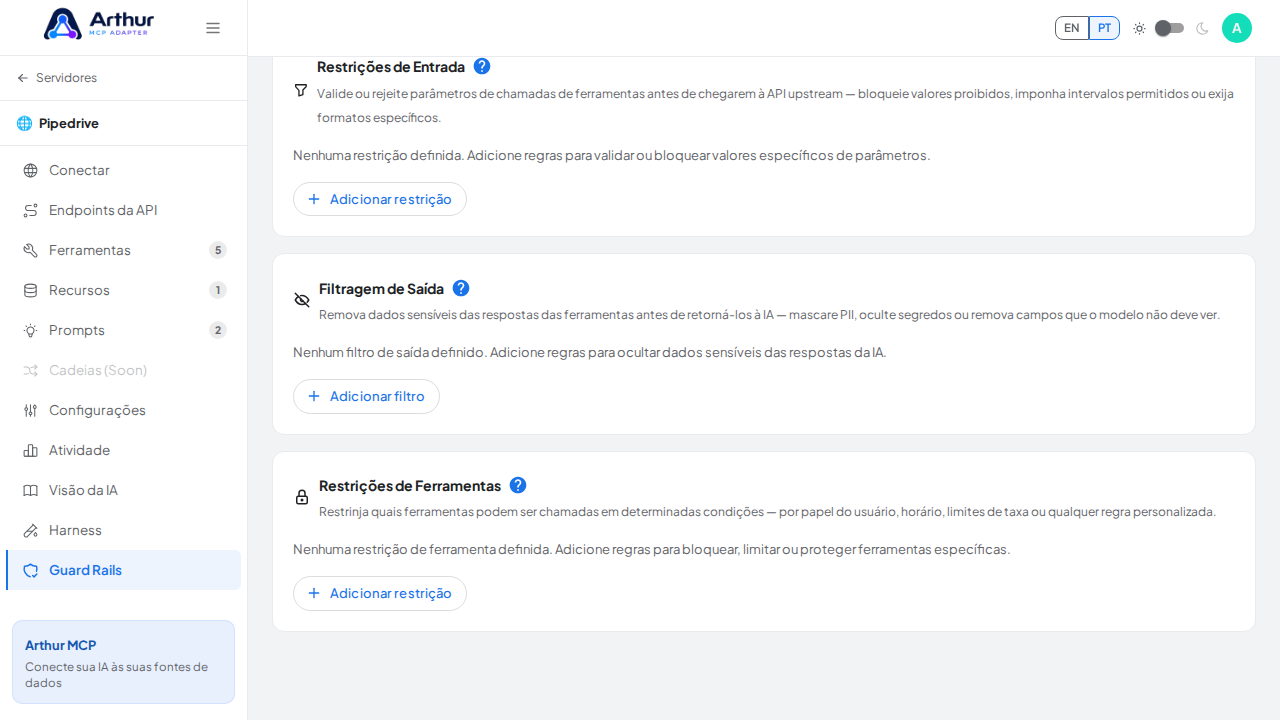 Traga a área Restrições de Ferramentas para o viewport e produza um screenshot semântico e focado