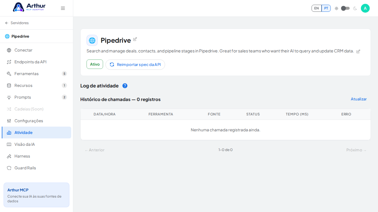 Abra a aba Atividade para mostrar a área do produto discutida nesta página da wiki