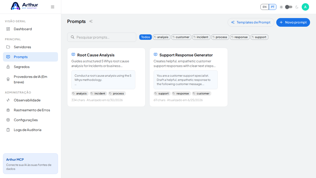 Traga a área Prompts para o viewport e produza um screenshot semântico e focado