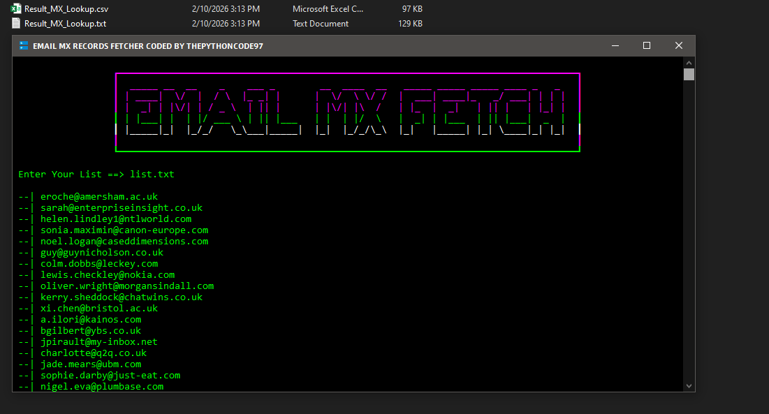 Email MX Records Fetcher