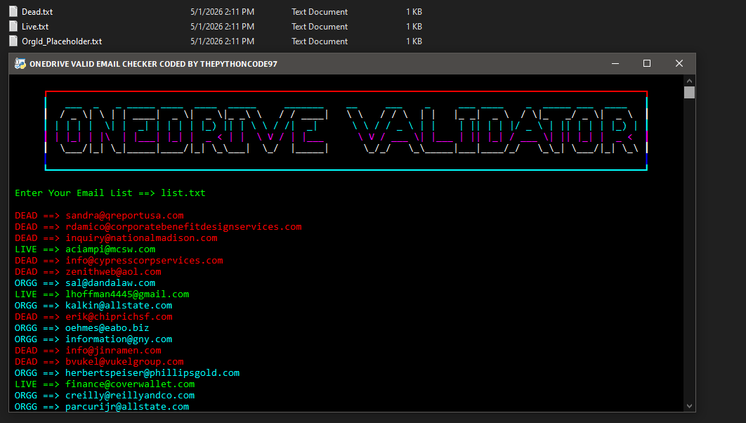 Onedrive Valid Email Checker