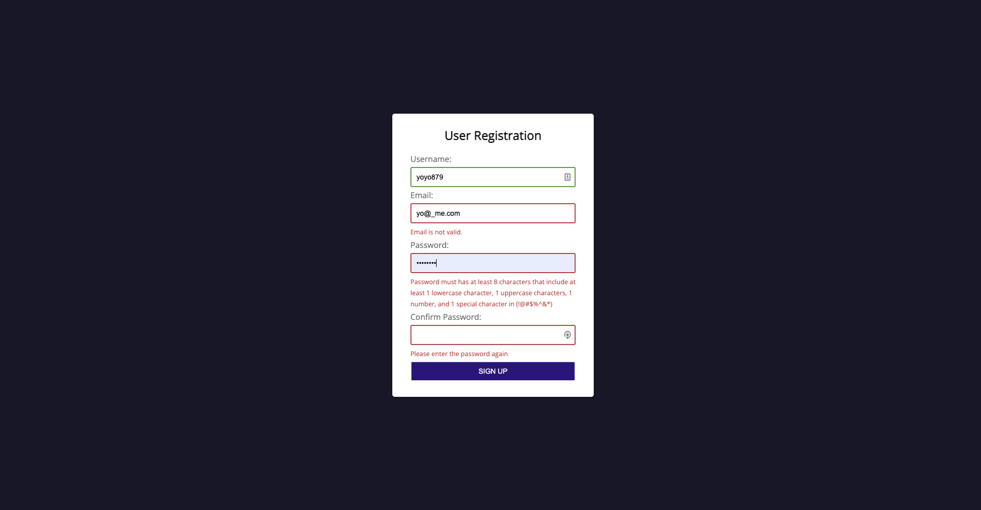 Simple Form Validation