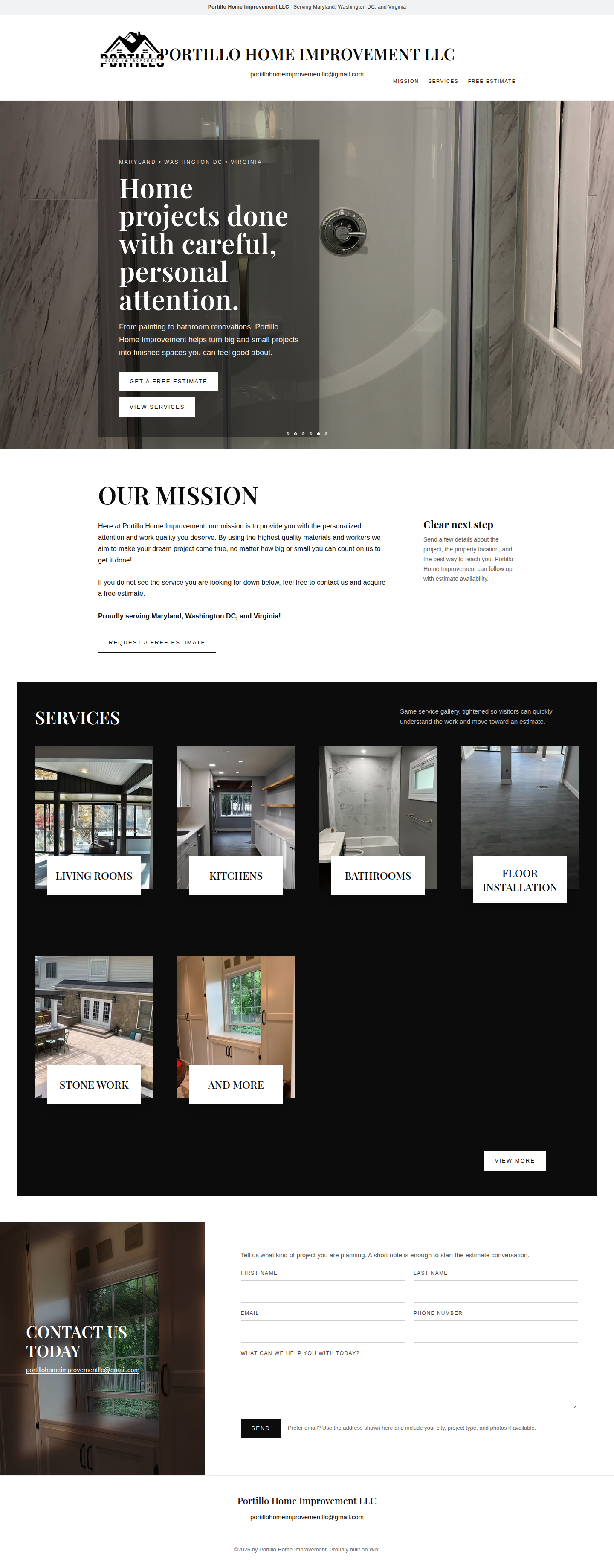 Prototype screenshot for Portillo Home Improvement LLC