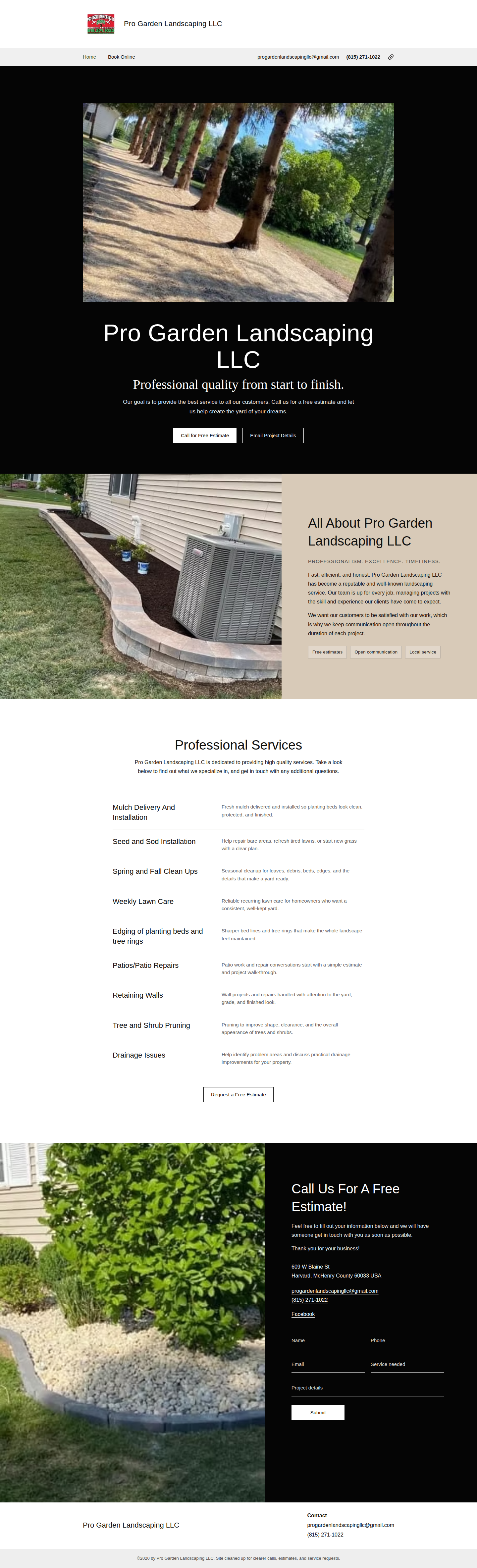 Prototype screenshot for Pro Garden Landscaping LLC